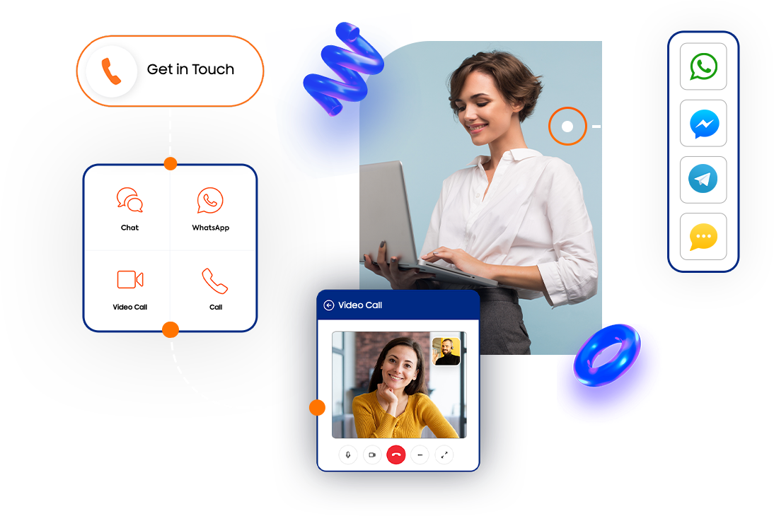 Click2Connect: get in touch via chat, WhatsApp, video call or call